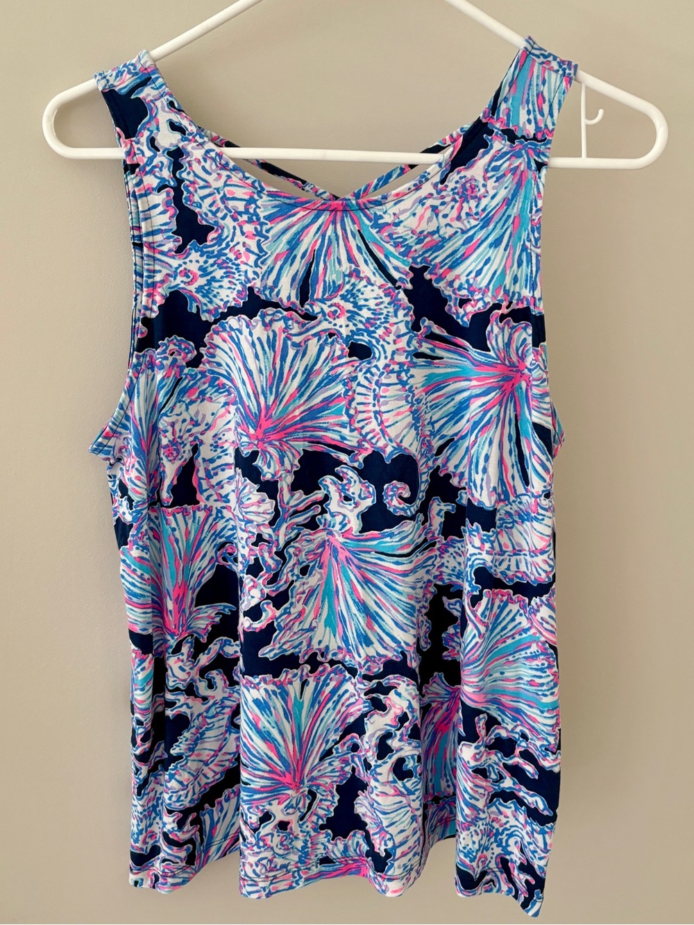 Lilly Pulitzer Navy Multicolor Printed Tank Top